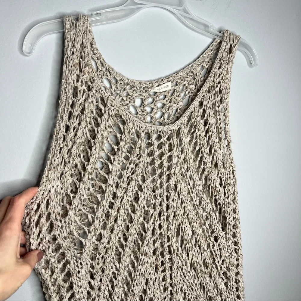 Eileen Fisher Beige Crochet Sleeveless Tank M 10 - 12 - Picture 3 of 6